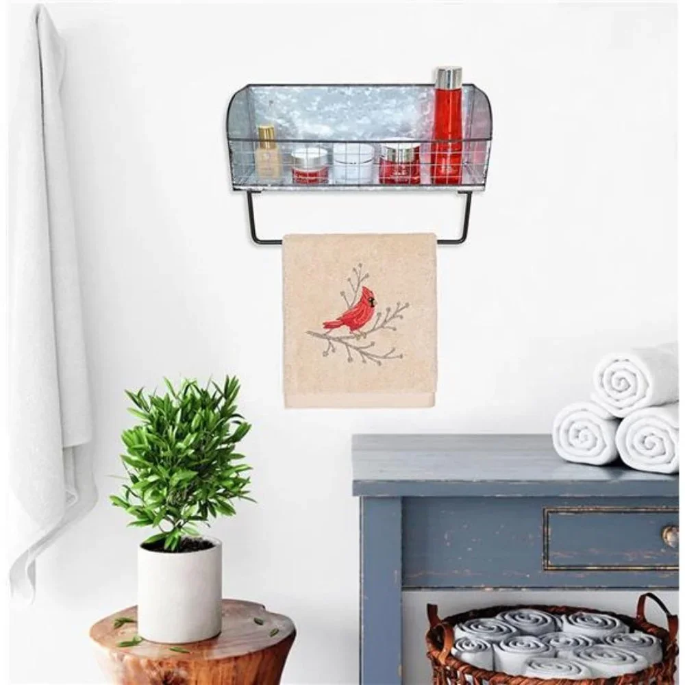ShabbyDecor Galvanized Metal Bathroom Storage Box with Rustic Toilet Towel Bar